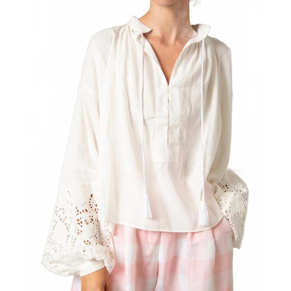 NEW THIERRY COLSON guise long sleeve blouse in off white